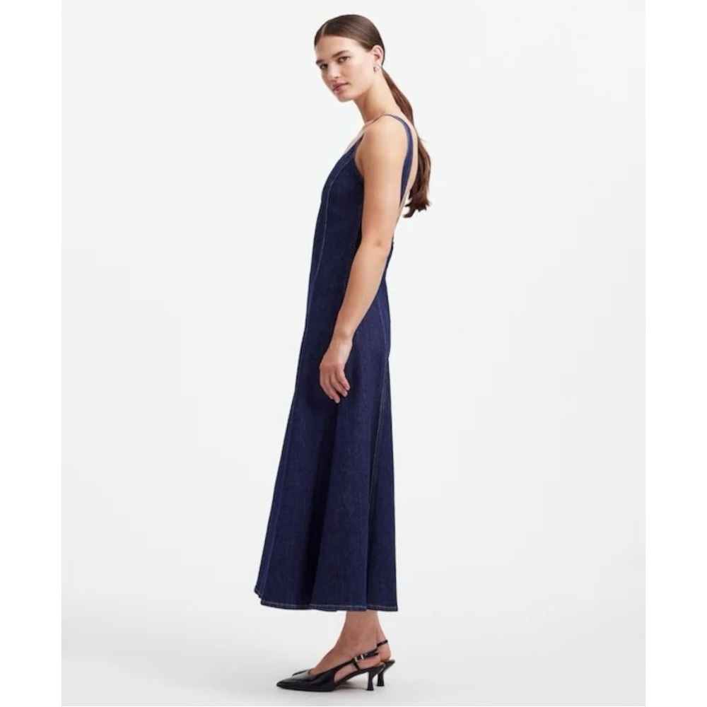 Alexa Chung x Madewell Limited Edition Dark Wash Blue Denim Tank Midi Dress sz 4 - Picture 3 of 13